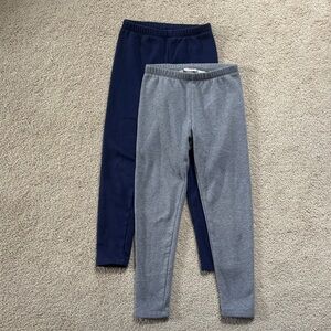 Girls Navy and Gray Fleece Leggings